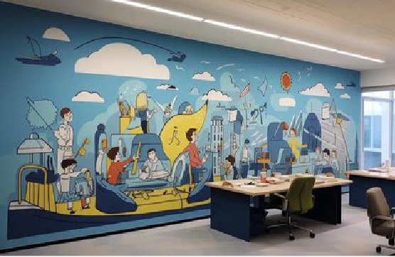 新化办公室墙绘的特点。